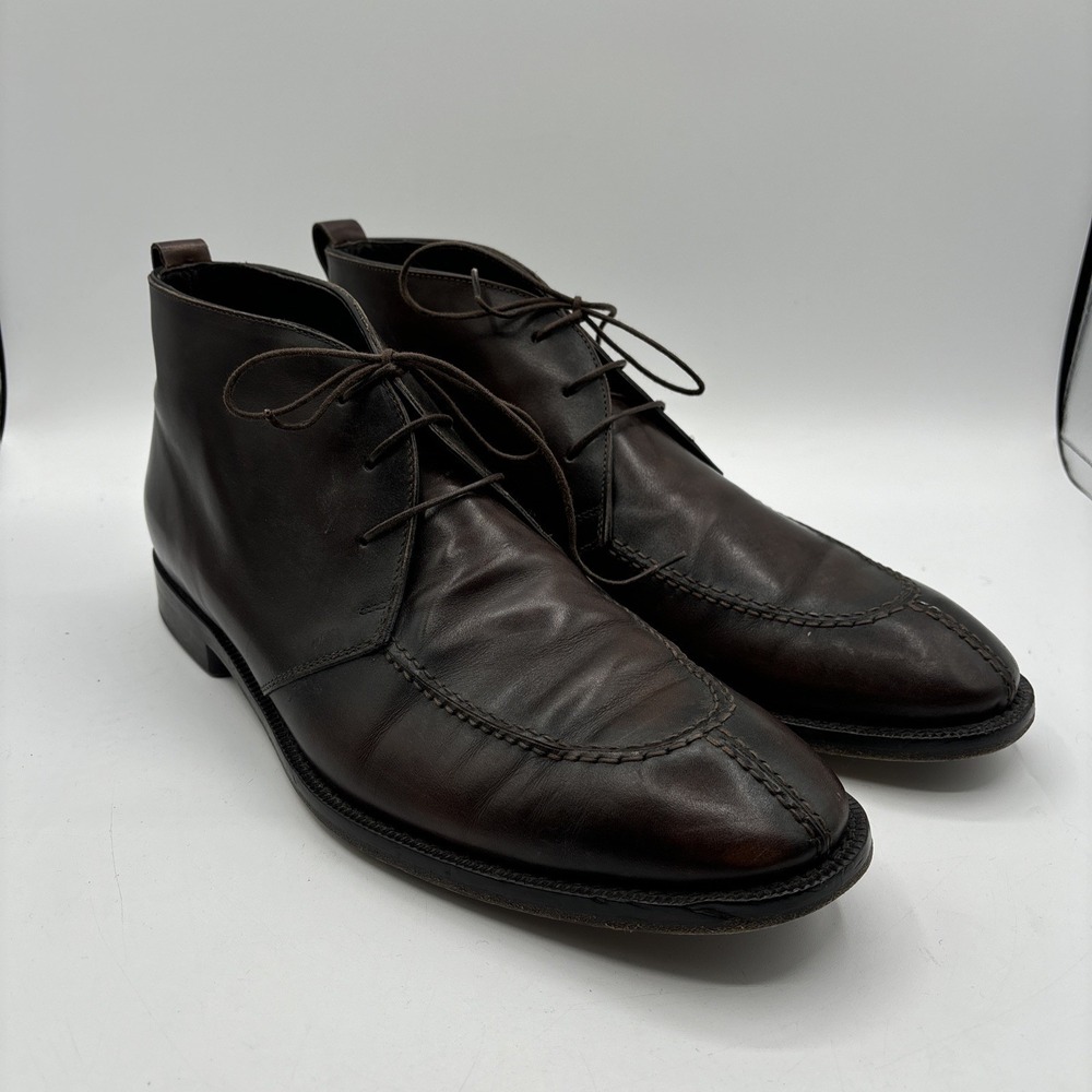 Allen Edmonds Rafael Men 11D Dark Brown Leather Split Toe Chukka Boot Dress Shoe